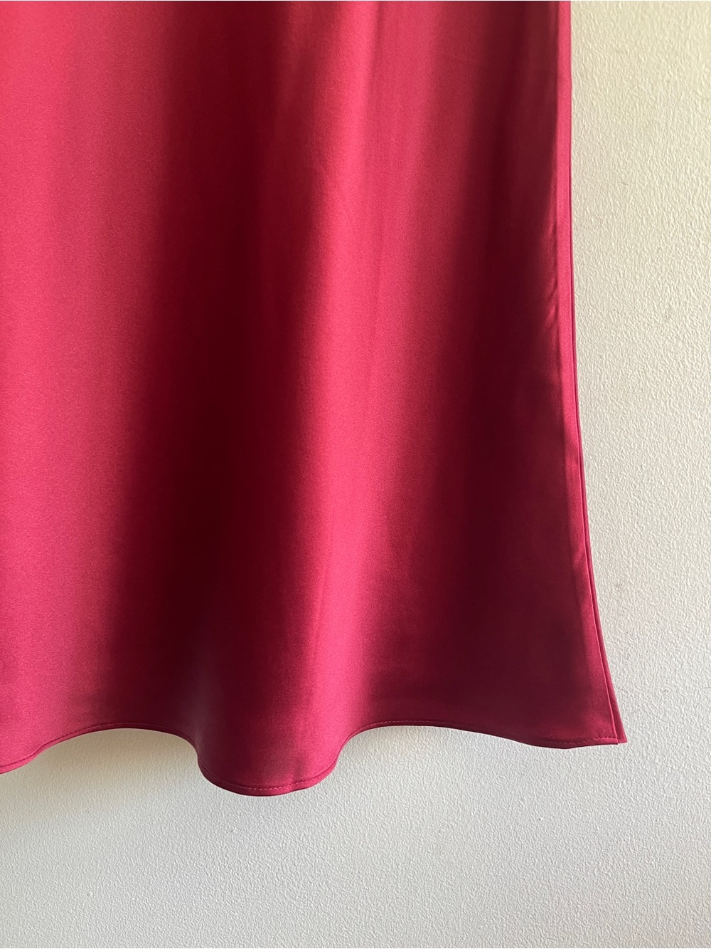 Quince Burgundy Satin Washable Silk Midi Skirt - Picture 5 of 10